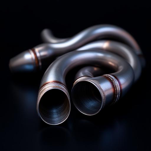 Glänzendes, maßgeschweißtes Titan-Auspuffsystem