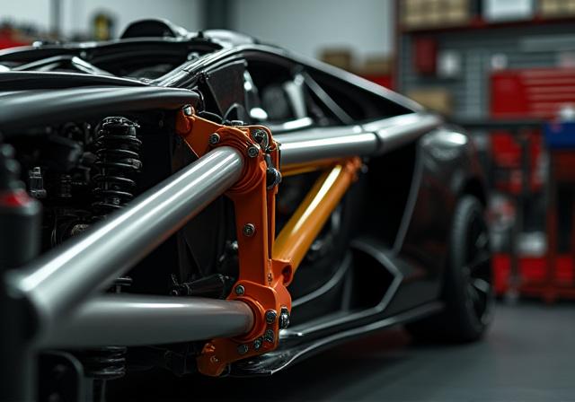 Detailansicht der Chassis-Verstrebung an einem Lamborghini